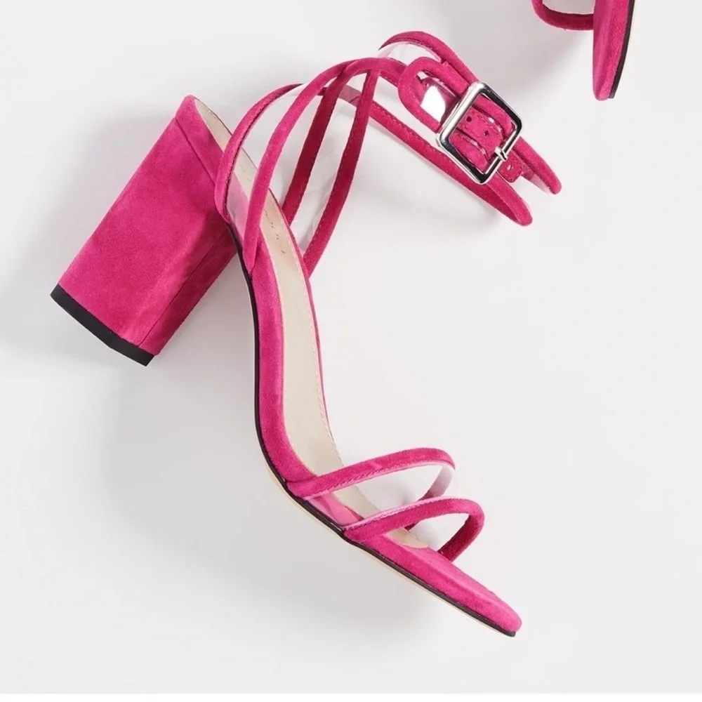 Villa Rouge Hot Pink Strappy Block Sandal Heels- never worn